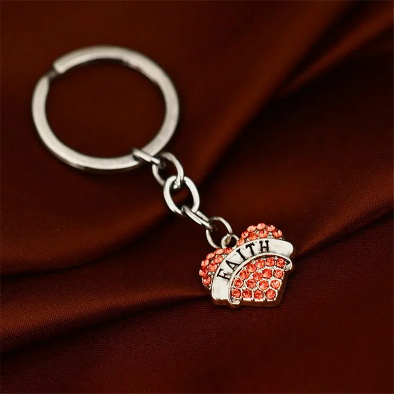 High Quanlity Novelty Rhinestone Faith Keychains Keyring Fashion Metal