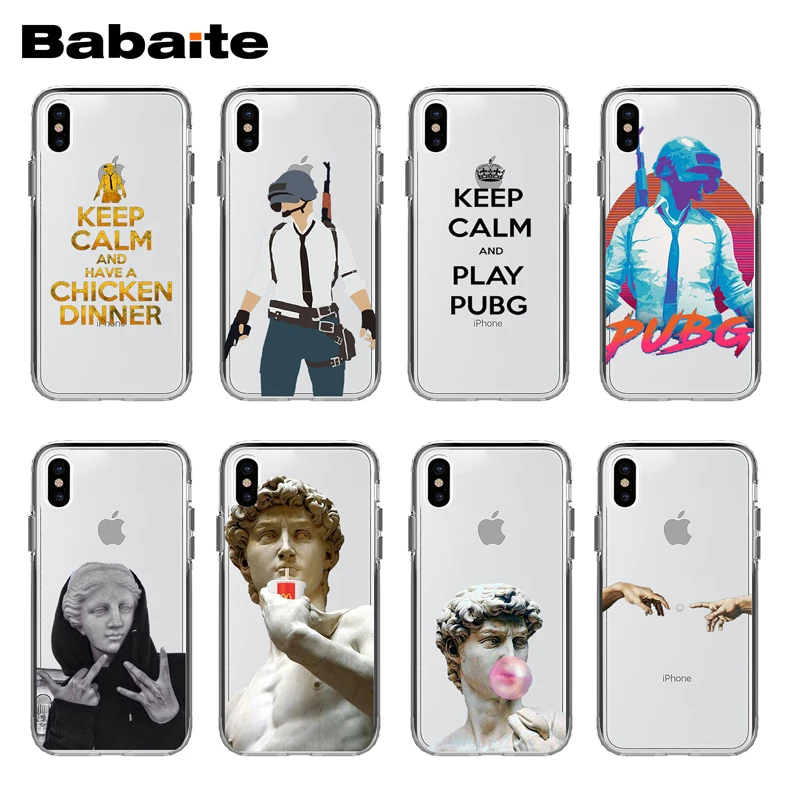 

Babaite Cool PUBG and David Statue Transparent Hollow phone case for iphoneX XS XR XSMax 7 8 Plus11 11pro 11promax
