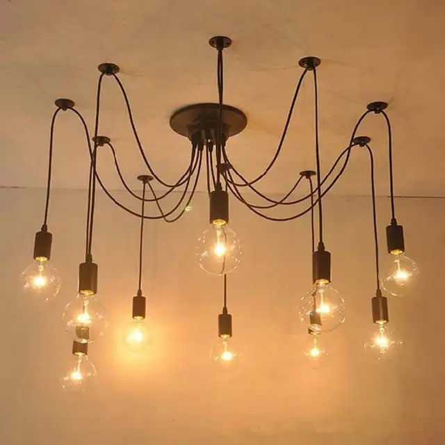 Us 26 88 22 Off Creative Pendant Light Adjustable Diy Rh Design Loft Industrial Warehouse Edison Vintage Spider Ceiling Lamps For Home In Pendant