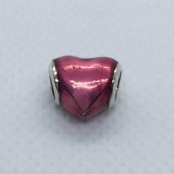 

925 sterling silver reddish violet heart shape charms&beads fit Pd bracelets for women gift