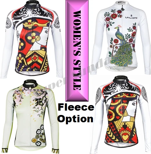 

Team Long Cycling Jerseys Female Bike Jersey Women's Long Sleeve Sports Wear Fleece Optional Free Shipping