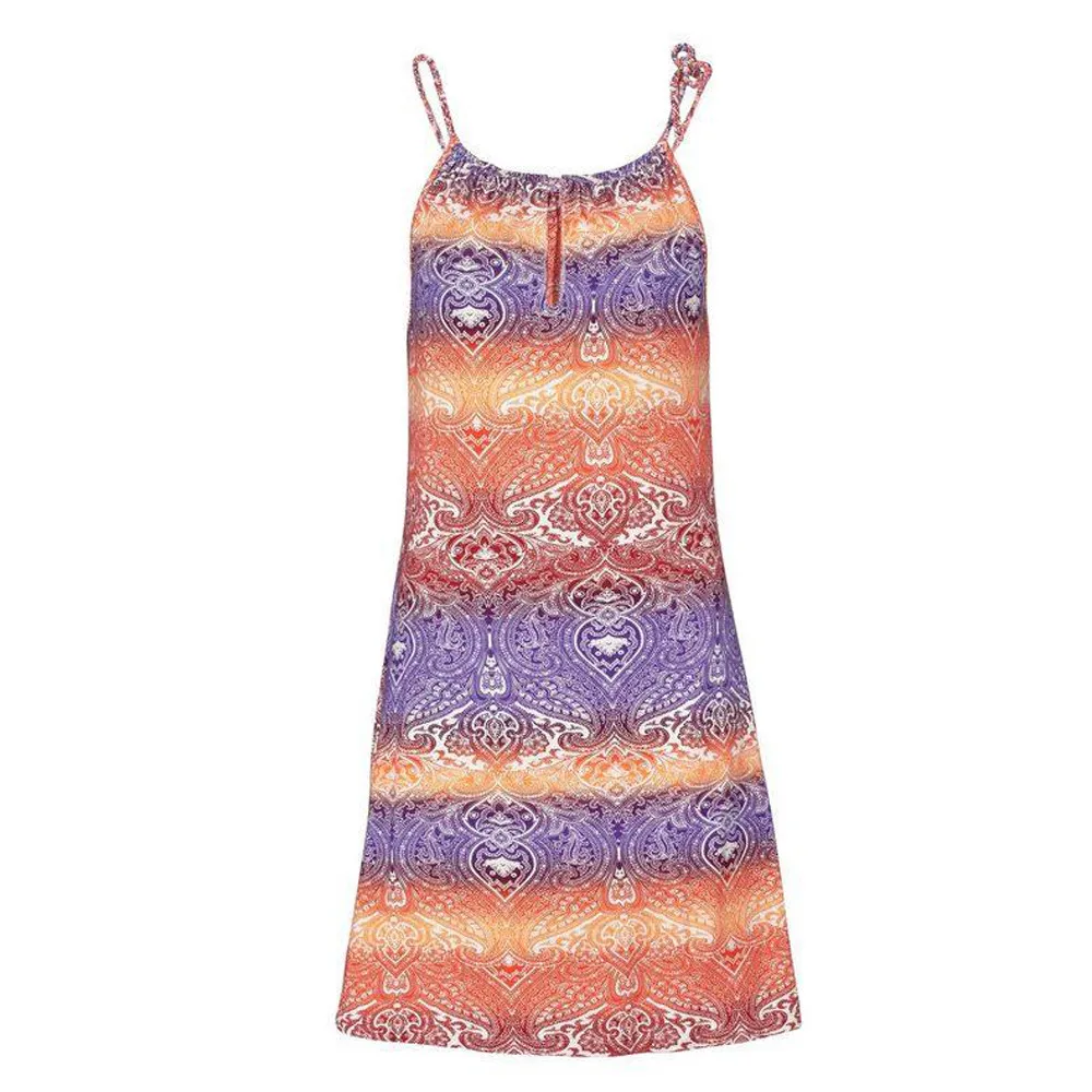 Multicolor CHAMSGEND2019 Новое Женское Платье на бретельках с богемным принтом без бретелек Повседневное платье с принтом в стиле ретро элегантное пляжное платье для отдыха на море - Цвет: Multicolor