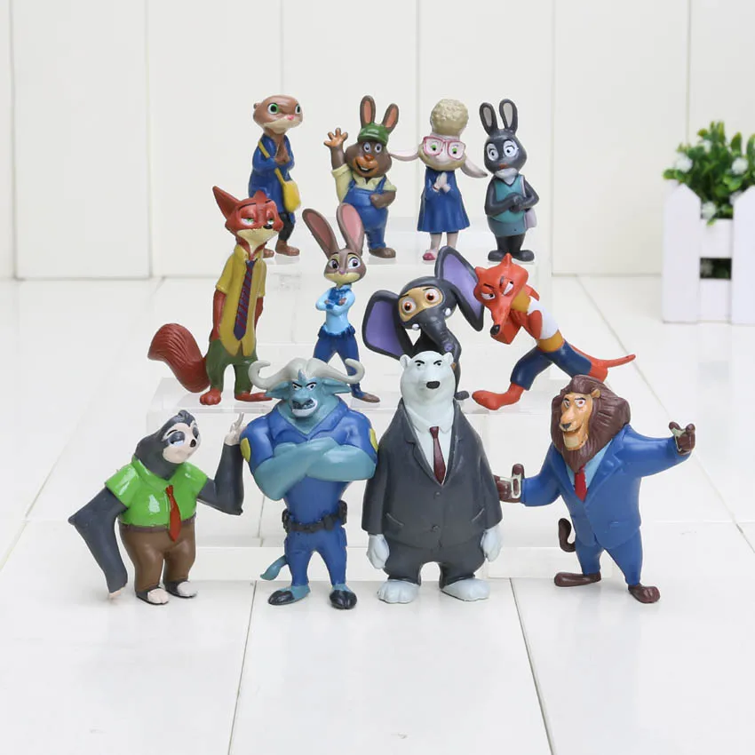 

12pcs/set The Latest Movie Zootopia Utopia Action Figure Movie Pvc Mini Models 4-8cm Nick Fox Judy Rabbit Dolls