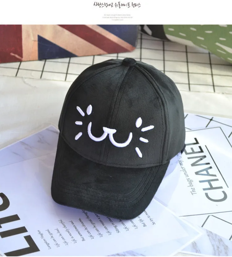 CAT black Новинка; замшевые бейсбольные кепки с вышитыми буквами; Детские повседневные бейсболки; Кепка для мальчиков и девочек; регулируемая хлопковая кепка для папы - Цвет: CAT black
