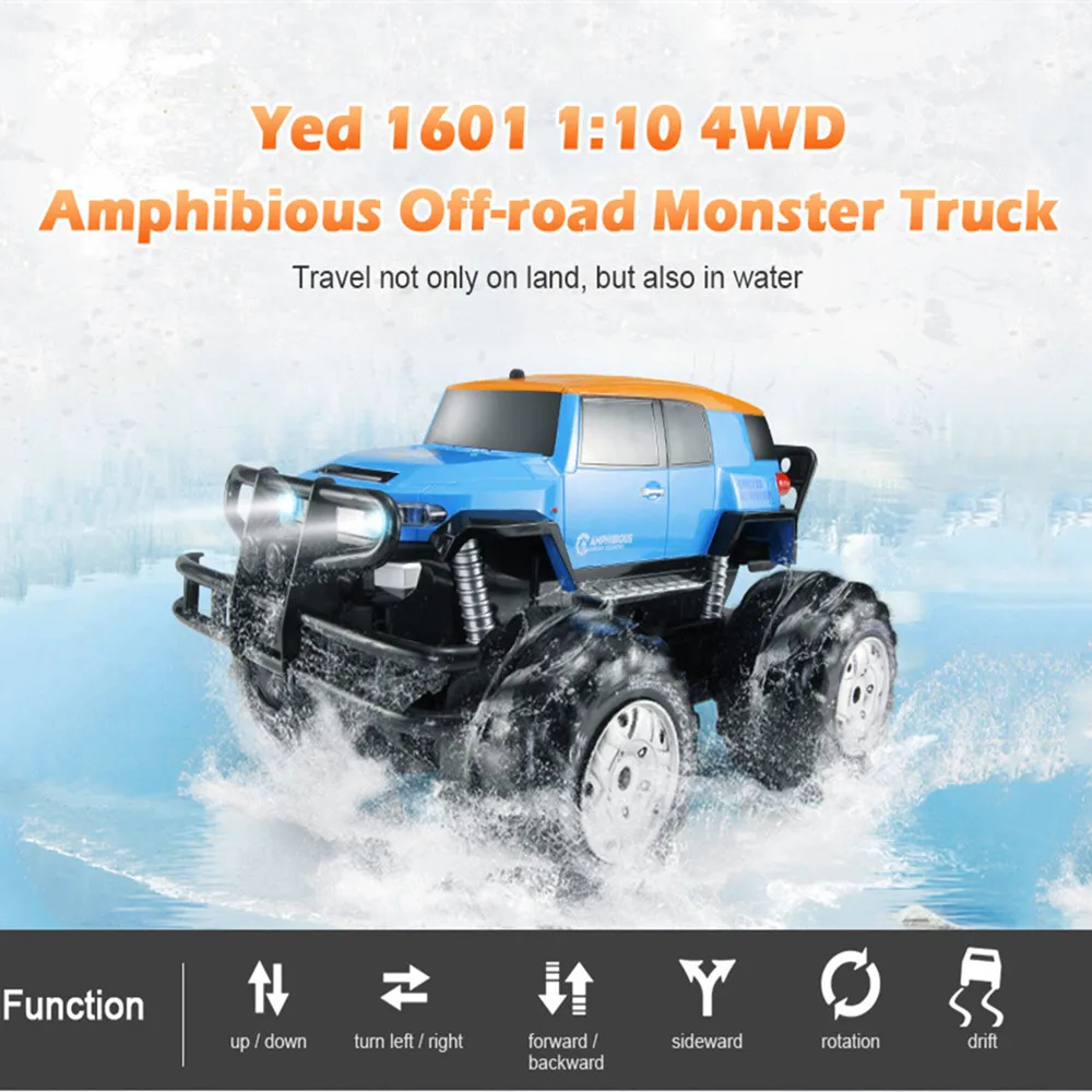 

Dirt Bike Yed 1601 1:10 4WD All-terrain Amphibious Remote Control Off-road Monster Truck 12km/h Speed RC Car Toys for Children