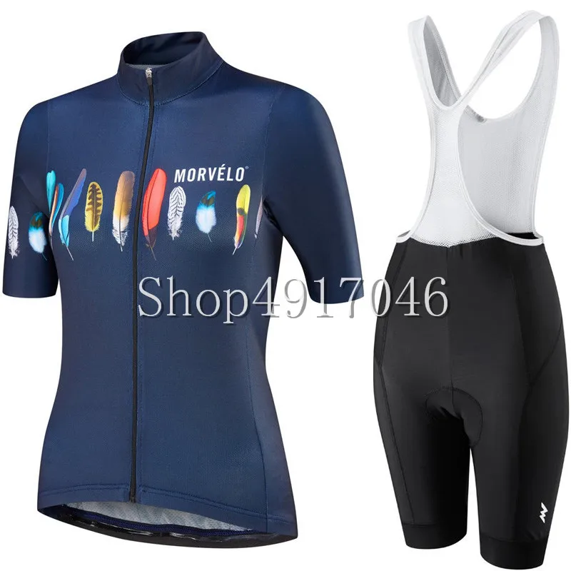 

Morvelo Women Cycling Jerseys Set 100% Polyester Breathable Bicycle Clothes Summer UV Cycling Jersey Set Bike Cycling Clothing