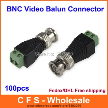 

100pcs Coax CAT5 To Camera CCTV BNC UTP Video Balun Connector Adapter BNC Plug For CCTV System DHL Free Shipping