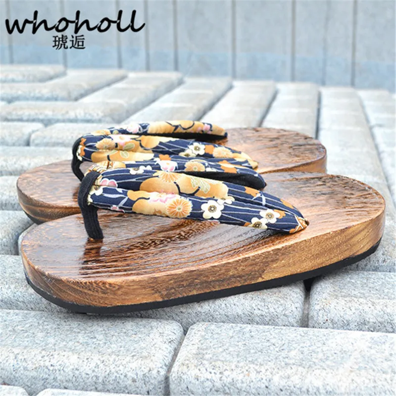 

WHOHOLL Geta Man Sandals Japanese Geta Sandals Wooden Slippers Paulownia Wood Clogs Flip-flops Platform Thick Bottom Sandals