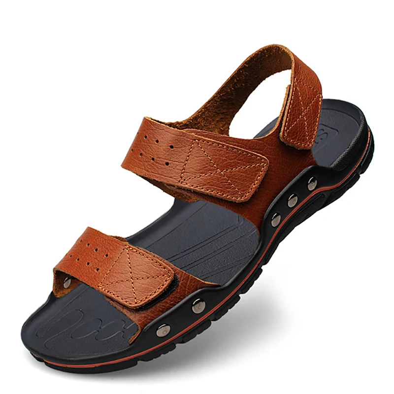

Casual Men Sandals Comfort Men Shoes Summer Leather Sandals Men Gladiator Sandals Roman Summer Outdoor Beach Sandals Big Size 48