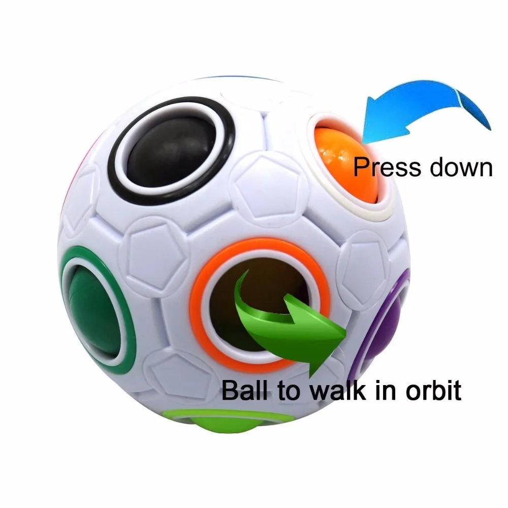 

Magic Rainbow Ball Cube 3D Puzzle Toys Fidget Balls Toy Football Design Learning & Education Gift for Children Kids Adults
