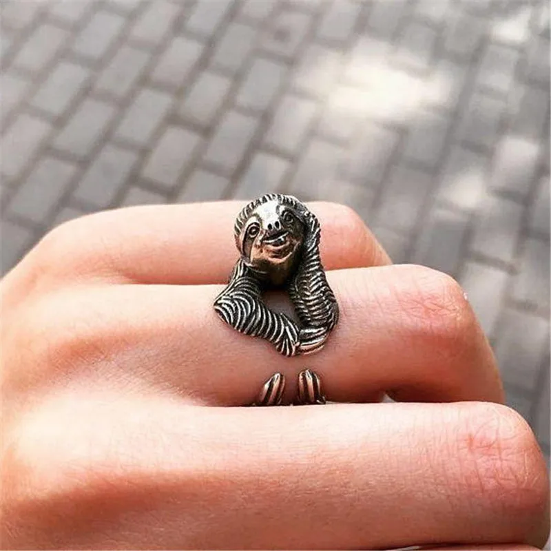 

Elfin New Vintage Adjustable Sloth Rings Fashion Cute Sloth Jewellery Bradypus Ring For Women Men Anillos Mujer Warcraft