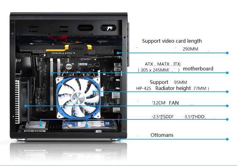 JONSBO RM2 чехол для компьютера Поддержка ATA большой источник питания USB3.0 домашний медиа алюминиевый MicroATX шасси