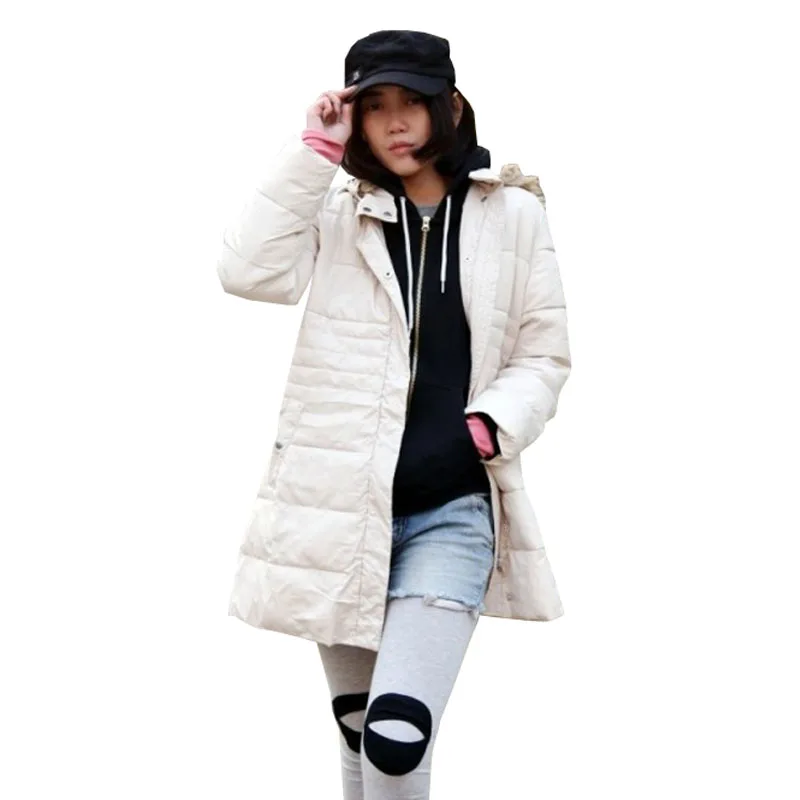 

New Winter Coat Women Medium-long Fur Collar Down Cotton Jacket with Removed Hood Men's Down jacket Parka Plus Size L-4XL