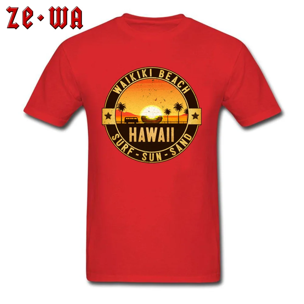 Dominant Mens Tops Shirts Summer Design Top T-shirts Cotton Short Sleeve Comics Tee-Shirt Round Collar Wholesale WAIKIKI BEACH HAWAII OAHU SURF SUN SAND SURFING BEACH VACATION V red