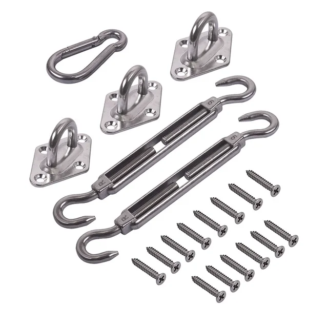 

6 Inch 304 Stainless Steel Sunrise Installation Complete Hardware Kit For Sun Shade Sail Super Heavy Duty,with Screws Price: US
