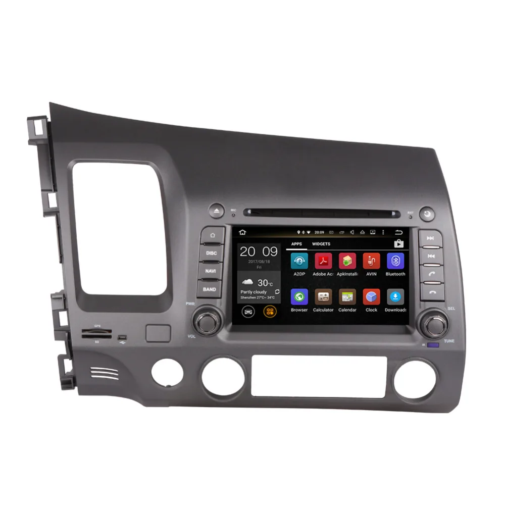 Discount Android 8.0 Octa Core 4GB+32GB Car PC GPS Head Unit For Honda Civic Left Hand Driving 2006 2007 2008 2009 2010 2011 BT WIFI 3G 1