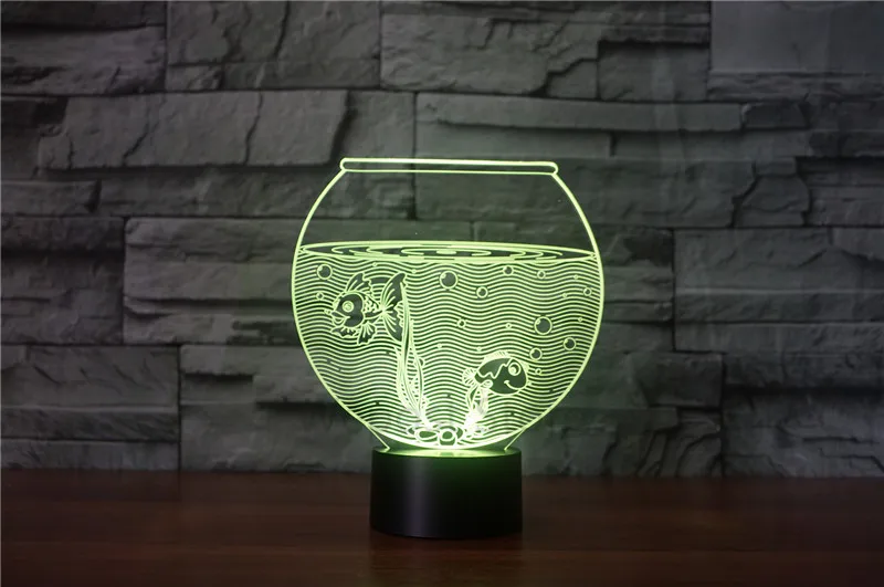 Creative Acrylic 7 Color Changing 3d Aquarium Fish Bowl Fish