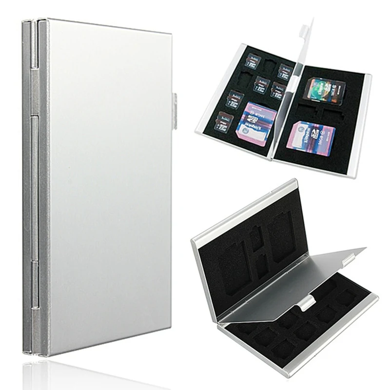 

13 in 1 Portable Aluminum 10 TF 3 for SD Memory Cards Storage Box Cases Holder Protector universal Easy Carry Tools High Quality