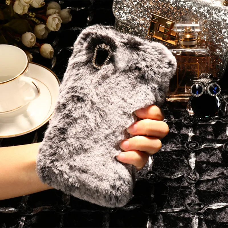

Cute Fluffy Rabbit Hair Fur Phone Case For Sony Xperia M4 Aqua case for Sony 20 2 1 10 + M5 M2 M4 D2303 D2305 E2312 Plush Covers
