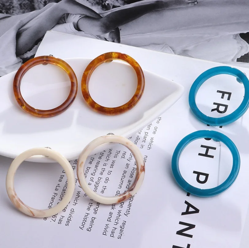 New Acrylic Round Acetate Dangle Earrings Girls Statement Long Drop Jewelry boucles d'oreilles 2018 Brincos | Украшения и