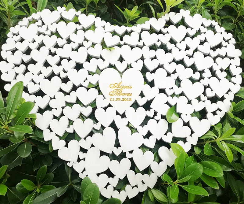 

Personalised hanging heart wedding guestbook Alternative Custom name and date Rustic Wedding Guestbook Wedding decoration