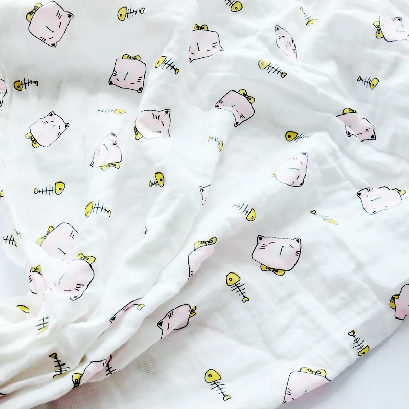 Herbabe одеяло для новорожденных s на лето, тонкое муслиновое одеяло-Ростомер, хлопковое детское сиденье, полотенце для ванной для маленьких мальчиков и девочек - Цвет: cat 70x70cm