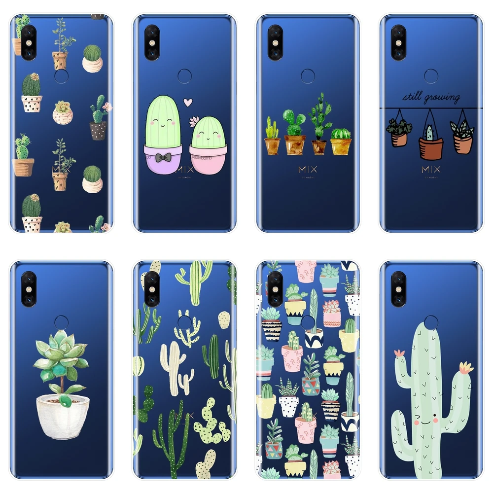 

Back Cover For Xiaomi Mi Mix 1 2 2S 3 Cactus Flora Cute Flower Green Soft Silicone Case For Xiaomi Mi Max Note 1 2 3 Phone Case