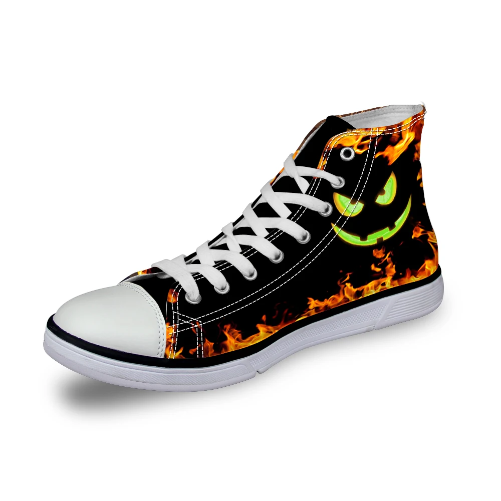 FORUDESIGNS Cool Men Halloween Design High Top Canvas Shoes Lace Up ...