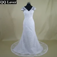 2017 New Cap Sleeves Bow Mermaid Lace Wedding Dress Custom-made Vestido De Noiva Bridal Gowns