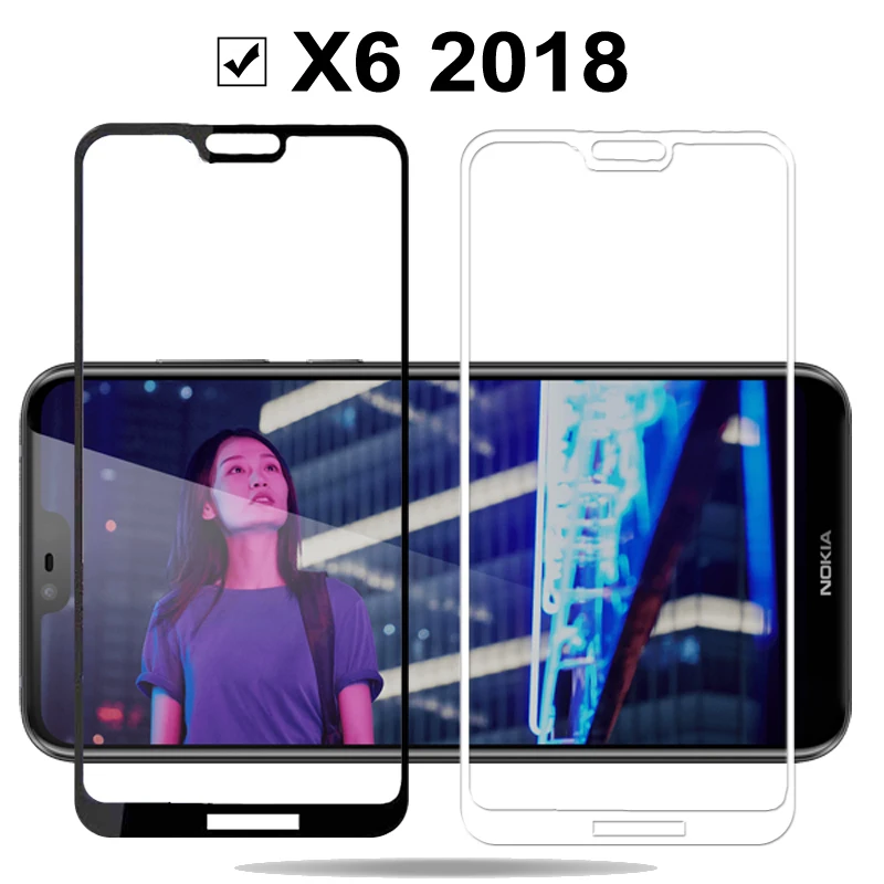 3D закаленное стекло для Nokia X6 2018 Полное покрытие экрана Взрывозащищенная