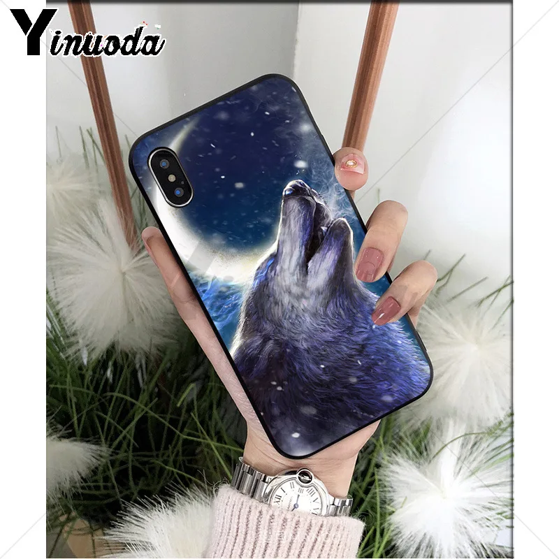 Yinuoda Луна ревущий волк ТПУ Мягкий силиконовый чехол для телефона чехол для Apple iPhone 8 7 6 6S Plus X XS MAX 5 5S SE XR Чехол для мобильного телефона s