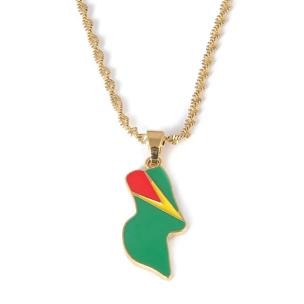 Гайана кулон в форме флага ожерелья для женщин девочек Guayana ювелирные изделия Республика Гайана