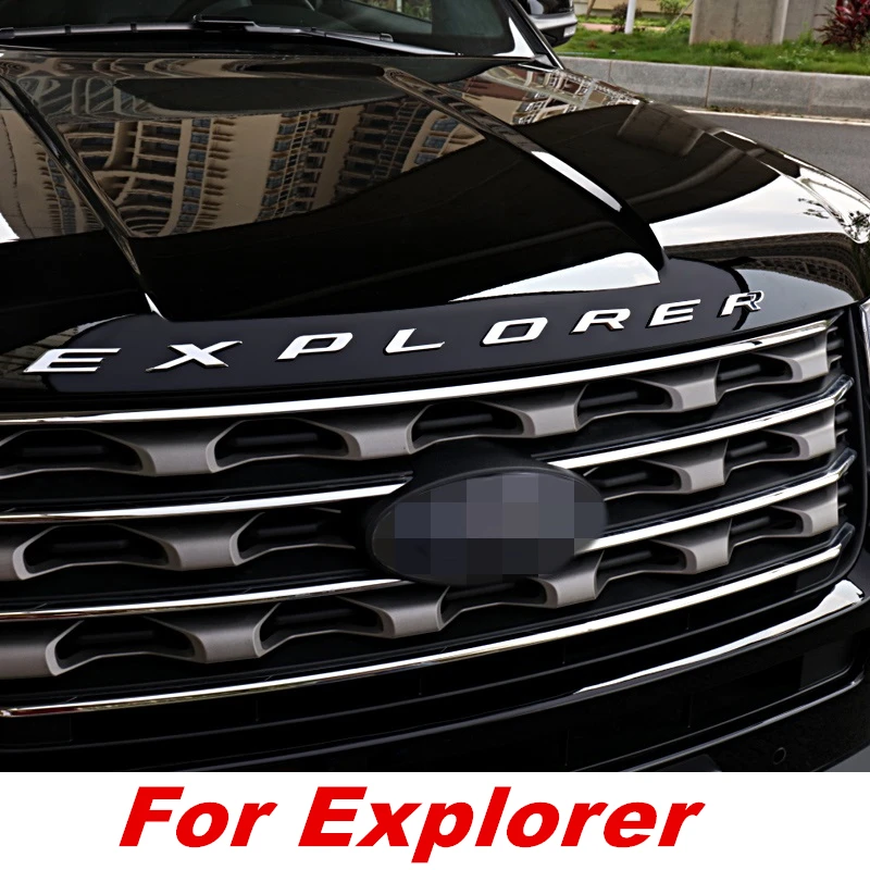 

DIY car 3D EXPLORER Fixed Letters Hood Emblem Chrome Logo Badge Sticker For Ford Explorer Sport 2011 2012 2013 2014 2015 2016 +
