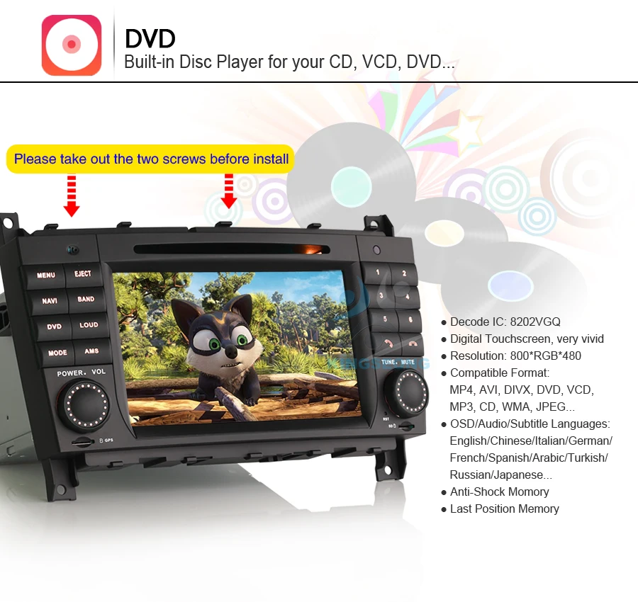 Discount 7"Android 6.0 Car Stereo GPS Sat Nav DAB+ Car Multimedia Player for Mercedes Benz C CLC CLK Class W203 W209 8