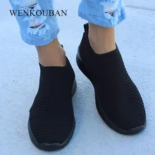 2019 New Women Running Shoes Sneakers Knit Sock Sport shoes Athletic Breathable Trainers slip on basket femme black zapatillas