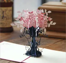 3pcs a lot Creative 3D greeting card custom Teachers’ day Thanksgiving day card Invitations with envelope Hollow Flowerpot