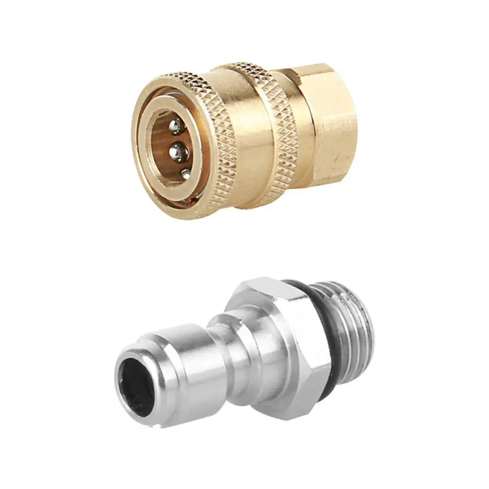 

High Pressure Washer Car Washer Brass Connector Adapter M14*1.5 Male 1/4" Female Quick Connection Adapter Car Accessories