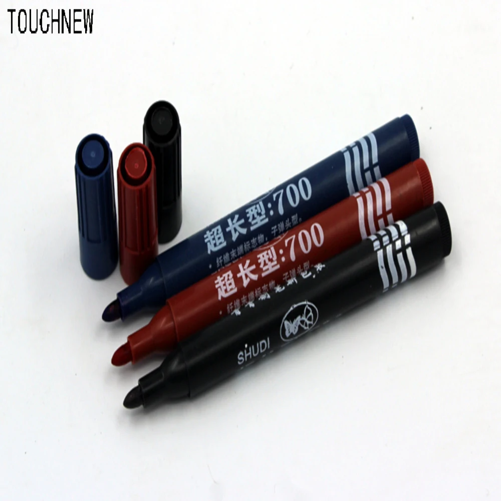 

100pcs/lot black permanent marker pen for plastic quick dry fast dry round toe black permanent alcohol markers pen for fabric