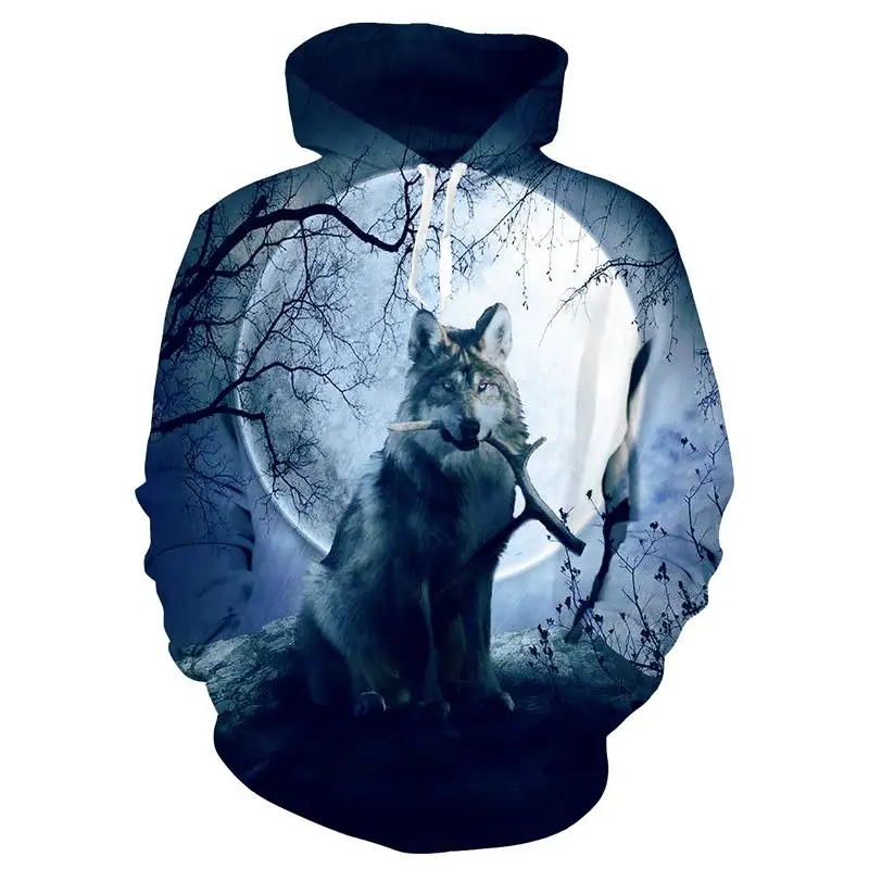  New Two Wolf Hoodie Men/Women 3D Print Hoodies Hat Tops Harajuku Hooded Pullover Casual Sweatshirts