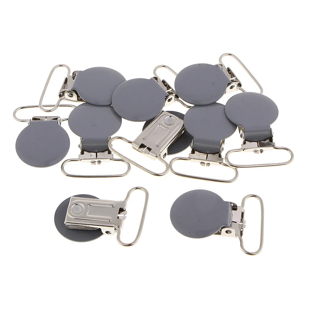 Pack of 10 Metal Pacifier Clips/Suspender Clips for Dummy Soother  Teething Bib Clip