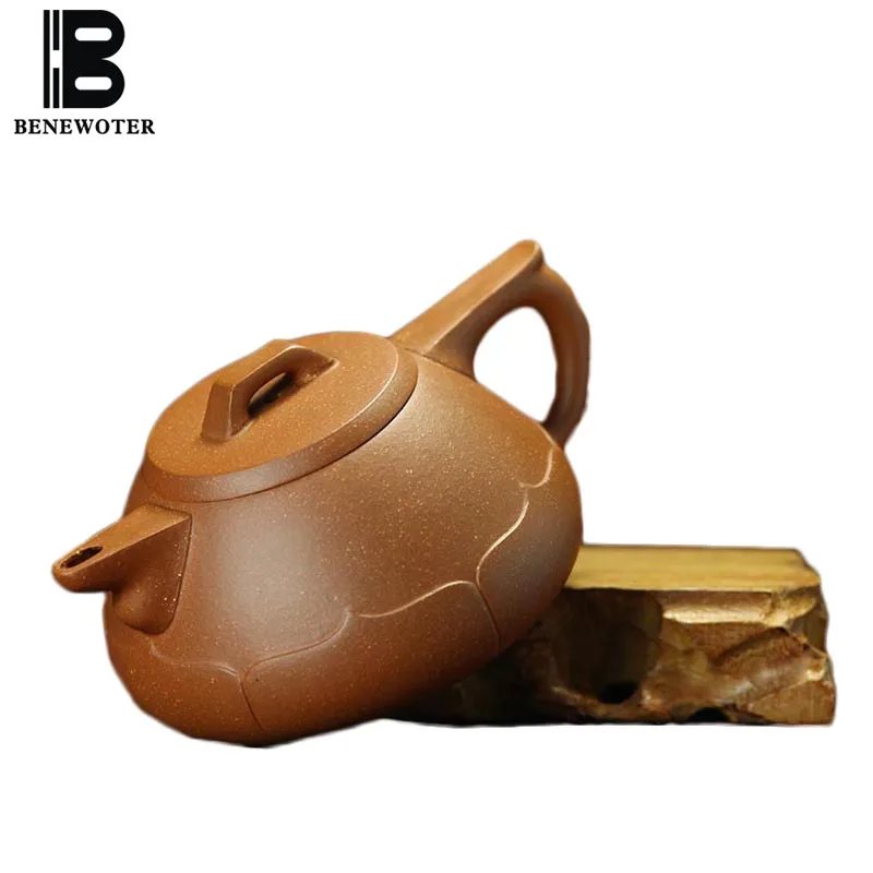 

240cc Yixing Authentic Purple Clay Teapot Raw Ore Lotus Stone Scoop Zisha Pot Vintage Drinkware Black Tea Tieguanyin Puer Kettle