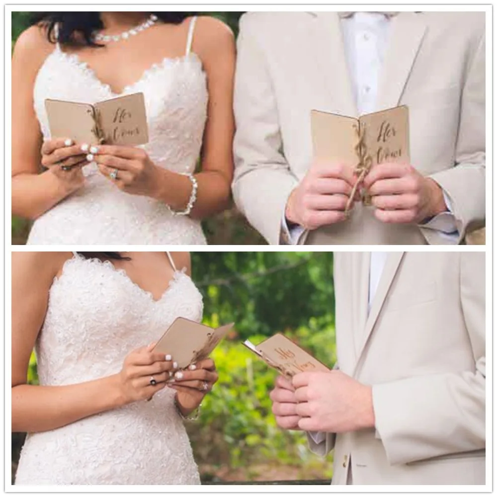 

Wooden Wedding Vow Book Covers Wedding His/Hers Vows Wooden Cut Books Wood Bride and Groom Wedding Vow Party Accesoory Supplies