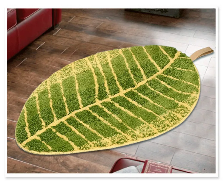 Удобный зеленый коврик из микрофибры в форме листа, впитывающий Противоскользящий вакуумный коврик, коврик для кухни, двери, ванной комнаты, зеленые коврики