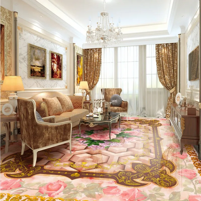 

Free shipping 3d flooring Love Rose Marble Flooring moisture proof self-adhesive living room kids bedroom wallpaper mural