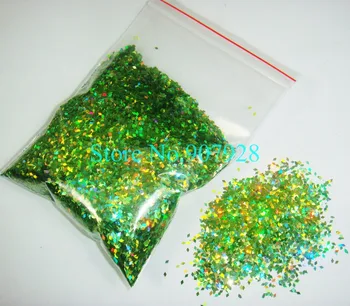 

Free Shipping-50g/bag Laser Light Green Dazzling Diamond Glitter Paillette Spangles Shape for Nail Art Decoration