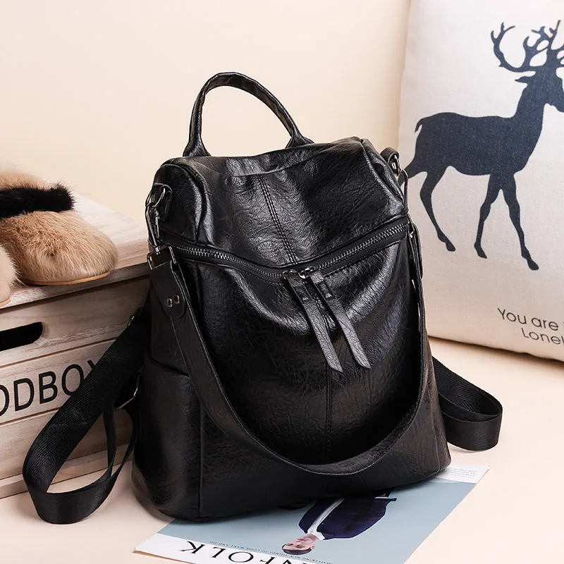 Mochila De Cuero PU 2018 para mujer Mochila de moda Mochila femenina Casual de gran capacidad Vintage bolsos de hombro