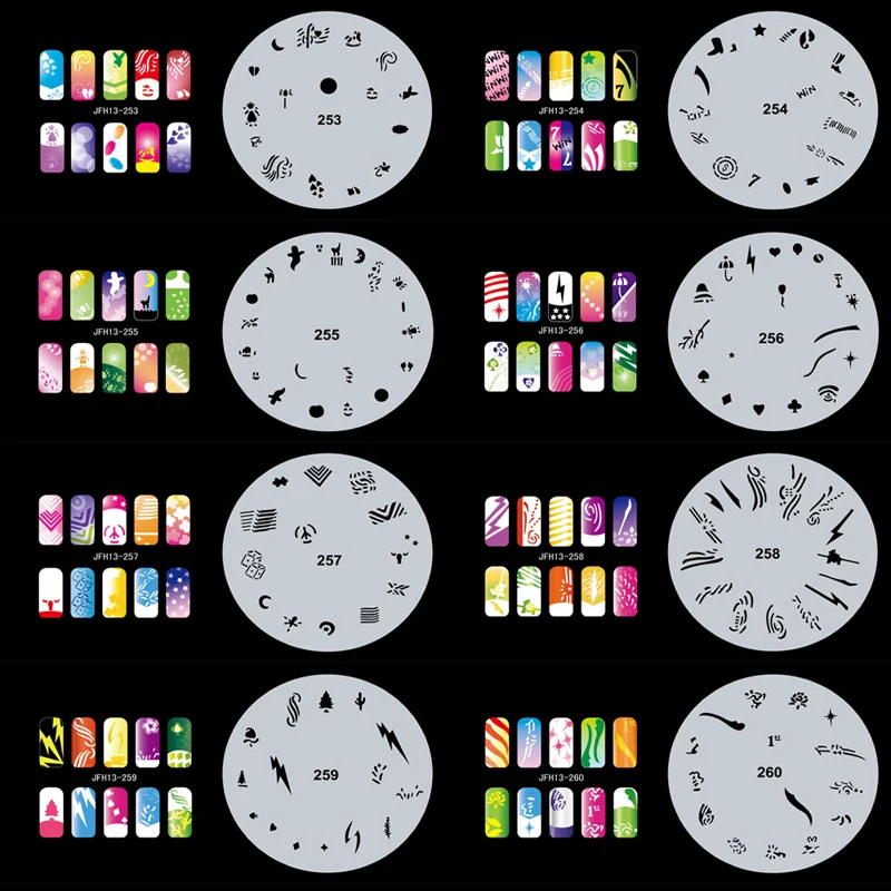 OPHIR 20x Airbrush Nail Stencil Set Airbrushing Template Sheet Stencil