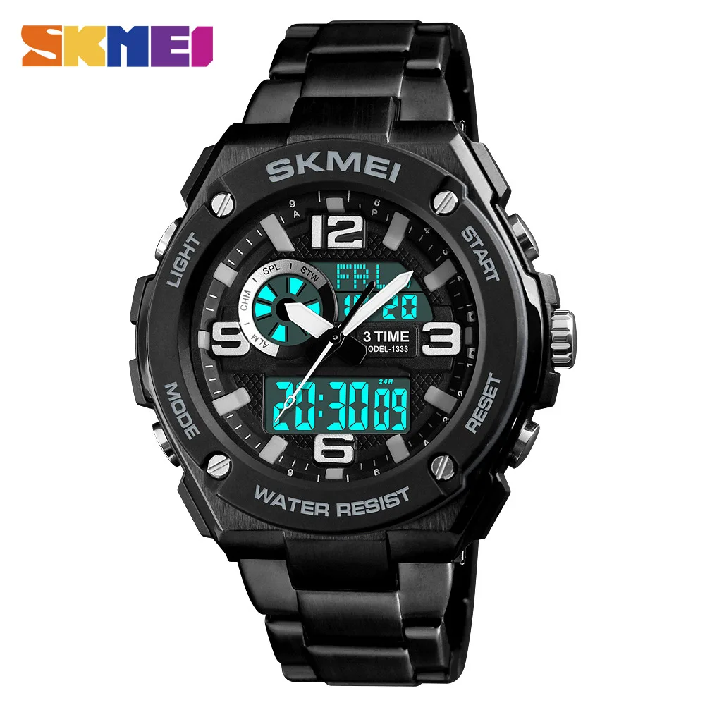 

SKMEI New Men's Sport Watches 50M Waterproof Count Down Chronograph Digital Watch 3 Time Wristwatches Alarm Relogio Masculino