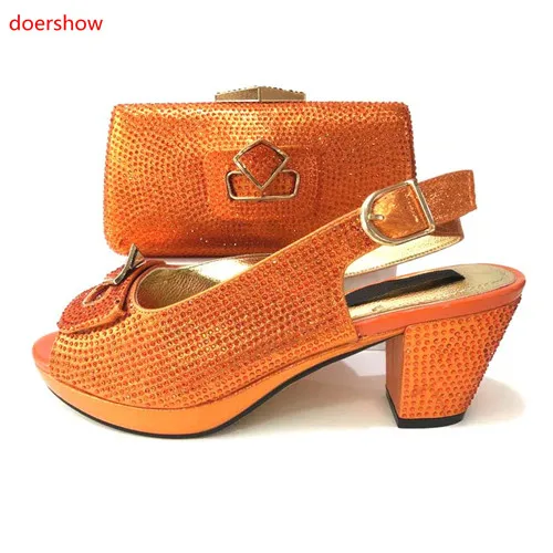 

doershow Italian Matching Shoes and Bag Set African Wedding Shoe and Bag set Italy Shoe and Handbag Summer Set Women!MS1-5