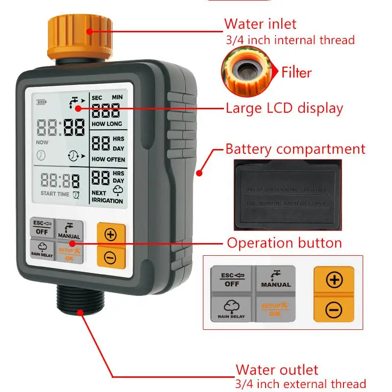 Автоматический таймер полива ЖК-электронные ирригационные контроллеры таймер воды домашний сад цифровая интеллектуальная система полива